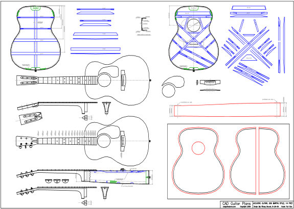 CAD 000 Martin 14 Fret Body Style Acoustic Guitar Plan
