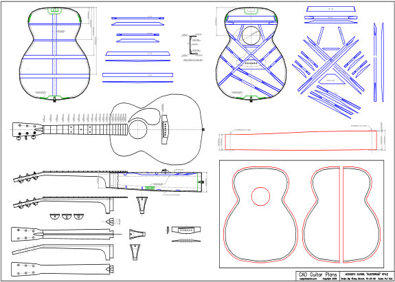 CAD Auditorium Style Acoustic Guitar Plan
