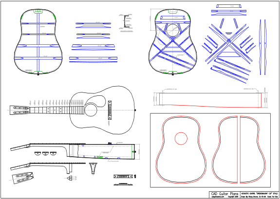 CAD Dreadnought 12 Fret Body Style Acoustic Guitar Plan