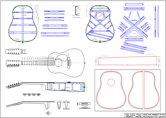CAD Dreadnought 12 String Style Acoustic Guitar Plan