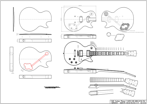 CAD Les Paul Electric Guitar Plan Gibson Style