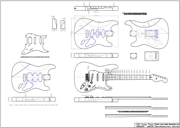 CAD Stratocaster Electric Guitar Plan Fender Style