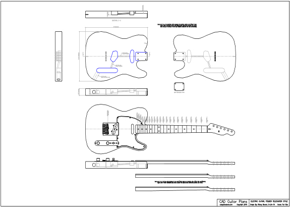 CAD Telecaster Electric Guitar Plan Fender Style