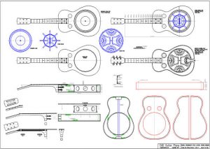 CAD Dobro Resonator Style Guitar Plan - Spider Bridge