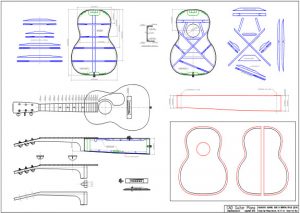 CAD Martin Size 5 (3/4) Style Acoustic Guitar Plan