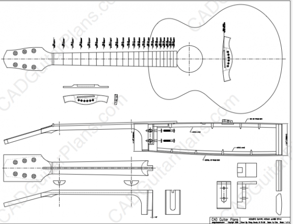 PDF Medium Jumbo Acoustic Guitar Plan - CAD Guitar Plans
